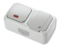 VIKO by Panasonic PALMIYE  гориз. блок выкл. 1 кл. (инд.)+роз. (земля) ОУ крем 16А IP54 90555699