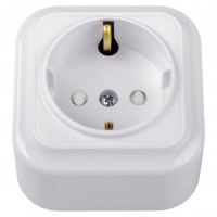 Bylectrica Вариант роз. 16А 1 мест. ОУ (земля) штор. (корп. ABS) белый РА16-0106