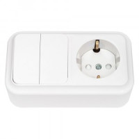 Bylectrica ПРАЛЕСКА Блок (2 выкл. + роз земля) ОУ шт. белый, (2В-РЦ-579)