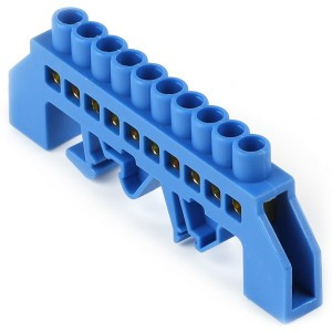 Smartbuy Шина N "Ноль" (нул.) (латунь) 6х9мм изолятор комб. на DIN-рейку, 10 отв. SBE-bc-10-dri