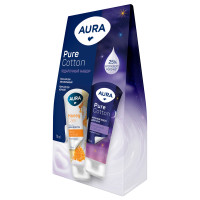 Подарочный набор женский AURA Pure Cotton: Крем для рук Питательный, 75мл+Крем для рук Ночной, 75мл
