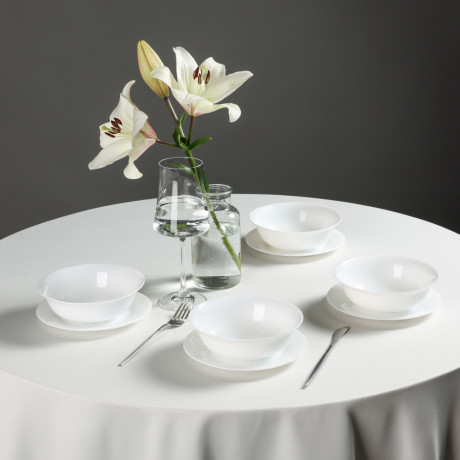 MILLIMI Набор столовой посуды 8пр (тарелка 17,5см - 4шт., салатник 16,5см - 4шт.), опаловое стекло