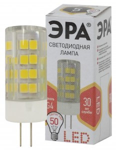 ЭРА стандарт G4 220V 5W(400lm) 2700K 2K 50x18 JC-5w-220V-corn, ceramics-827-G4 керамика, металл 5384