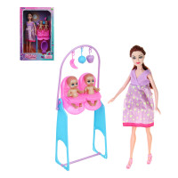 ИГРОЛЕНД Кукла с животиком и младенцами, 28 см, с акс., PVC, ABS, полиэстер, 21х7х33 см