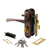 Замок врез 0823/60-C-AC Avers (медь) с ручками, защелкой, вертушкой  \24