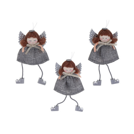 СНОУ БУМ Сувенир елочный Ангел 15 см, полиэстер, серый, 3 вида