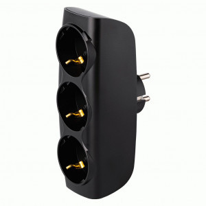 SmartBuy Разветвитель (тройник) 3роз. 16А черный земля 3.5кВт SBE-16-A04b-3z