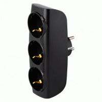 SmartBuy Разветвитель (тройник) 3роз. 16А черный земля 3.5кВт SBE-16-A04b-3z