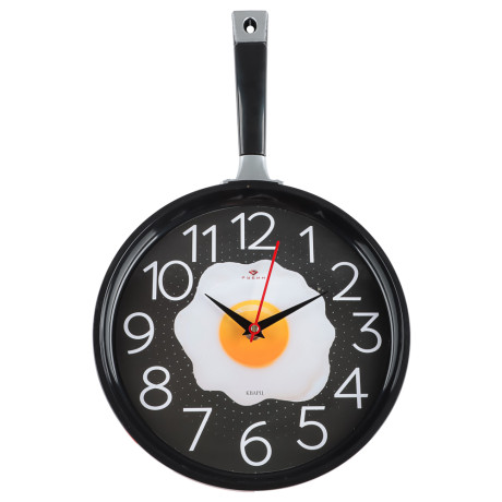 Часы настенные сковорода 25х43см, корпус красный с черным, арт.2543-004