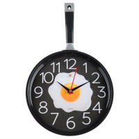 Часы настенные сковорода 25х43см, корпус красный с черным, арт.2543-004