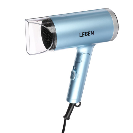 LEBEN Фен, 1600 Вт, 3 темп. режима, металл, пластик, голубой