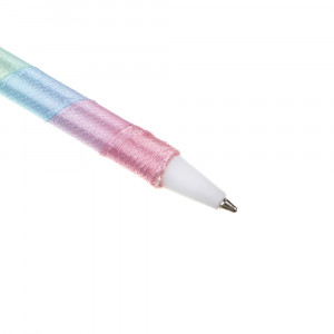 Ручка шариковая синяя, наконечник в форме помпона с глазами, ткань, PP, корпус 18,5 см, 4 дизайна