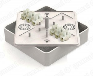 GREENEL Коробка распред. ОУ под кабель-канал 100х100х29мм с клеммн., IP40, БЕЛЫЙ (42шт) GE41219-01