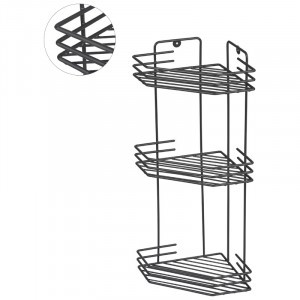 Полка для ванной угловая 3 яруса,ГРАФИТ,20,5*20,5*52см,металл,термопласт покрытие,310870/ Рыжий кот