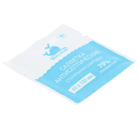 Салфетки антисептические стерильные White Whale 60х100, 70% этиловый спирт, 20шт