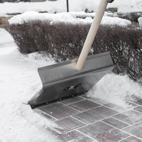 Лопата для уборки снега тротуарная, алюминиевая,500х400х1420мм, деревянный черенок, Сибртех