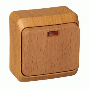 Systeme Electric Этюд выкл. ОУ 1 кл. темн. бук (пл.осн., инд.) BA10-005T (+) (25!)