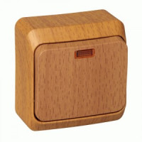 Systeme Electric Этюд выкл. ОУ 1 кл. темн. бук (пл.осн., инд.) BA10-005T (+) (25!)