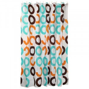 Штора для ванной комнаты полиэстер 180*180см,12колец,Цветные круги,SC-PE-30,311960/Рыжий кот