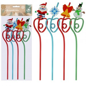 Трубочки для напитков Волшебство 26см, н-р 4шт/уп, цена за уп (кратность 10!!!) VL2-291 Мультидом