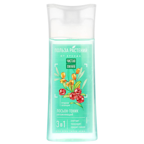 Лосьон-тоник ЧИСТАЯ ЛИНИЯ увлажняющий с экстрактом зеленого чая/фиалки/ягодная эссенция, п/б, 100мл