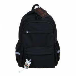 Рюкзак подростковый 45x30x20см, 2 отд., 3 карм., усиленная ручка, подвеска, гладкий ПЭ, черный