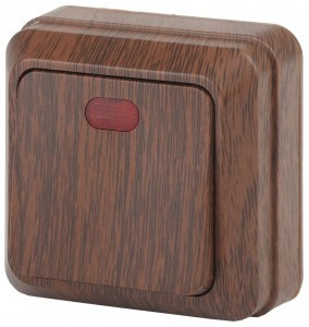 ЭРА Intro Quadro выкл.ОУ 1 кл.. индик., 10А-250В, IP20, венге 8818