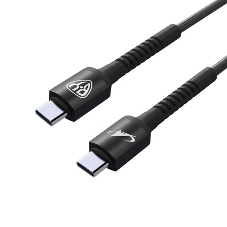 BY Роскосмос Кабель для зарядки XXL Type-C-Type-C, 1,5м, Быстрая зарядка 3А, PD 65W, черный