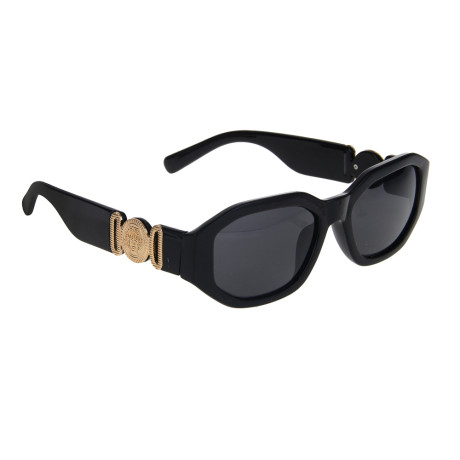 РЫЖИЙ Очки солнцезащитные, пластик, металл, 142x37мм, черные