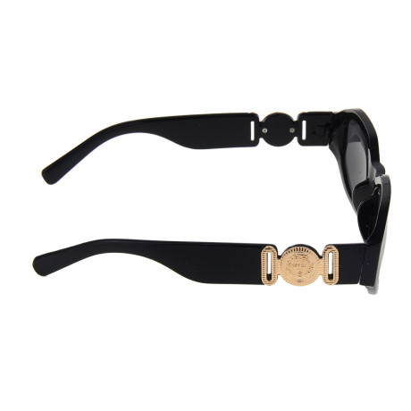 РЫЖИЙ Очки солнцезащитные, пластик, металл, 142x37мм, черные