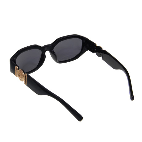 РЫЖИЙ Очки солнцезащитные, пластик, металл, 142x37мм, черные