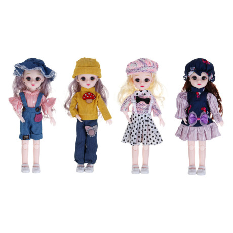 ИГРОЛЕНД Кукла шарнирная, 30 см, в ПВХ боксе, PVC, PP, 6,5х10х30 см,  4 дизайна