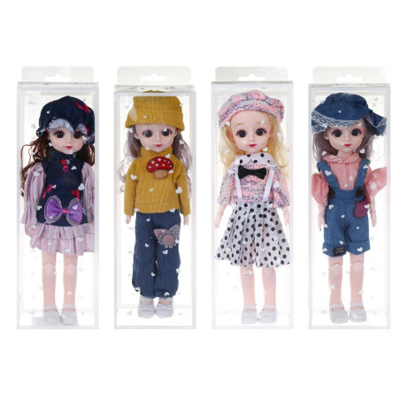ИГРОЛЕНД Кукла шарнирная, 30 см, в ПВХ боксе, PVC, PP, 6,5х10х30 см,  4 дизайна