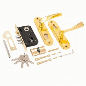 Замок врез с руч 1023/60-G золото кл-кл м/о 61,5мм, 3риг,  мц 60мм,  5кл  Aпекс