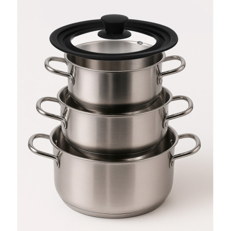 SATOSHI Крышка универсальная стекло/силикон с ручкой, 16-18-20см