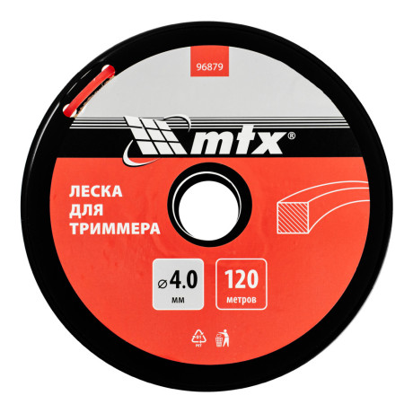 Леска для триммера квадрат 4,0 мм х 120 м, на катушке MTX
