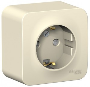 Systeme Electric BLANCA роз. ОУ 1 мест. 16А молоч. (пл.осн., земля, штор.) BLNRA011102 (12!)