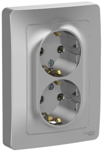 Systeme Electric BLANCA роз. СУ 2 мест. 16А алюм. (пл.осн., земля) BLNRS001023 (6!)