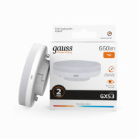 Gauss Elementary лампа GX53 9W(660lm) 3000K 2K 75x24  пластик/алюм. 83819