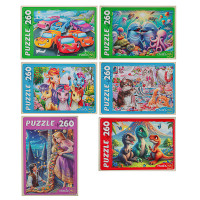 ПАЗЛЫ 260 элементов, 27,3х37,4x27,3см, 6 дизайнов