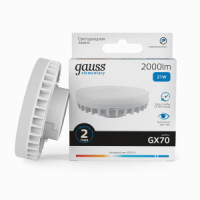 Gauss Elementary лампа GX70 21W(2000lm) 6500K 6K 75x24 матов., пластик 83832