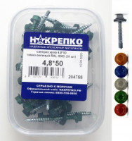 Саморез кровельный 4,8*50 темно-зеленый RAL 6005 (30 шт EC) (цена за уп) НАКРЕПКО 204755