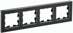 IEK BRITE Рамка СУ 4 мест. РУ-4-1-БрЧ металл черн. BR-M42-M-K02