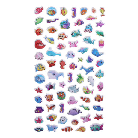 Набор наклеек "Каваи" 10х21,7см, объёмные, пластик, микс 8 дизайнов