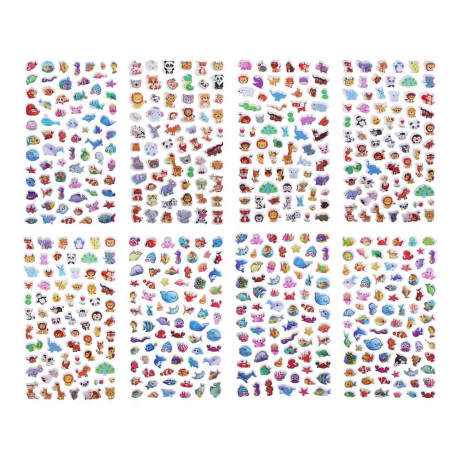 Набор наклеек "Каваи" 10х21,7см, объёмные, пластик, микс 8 дизайнов