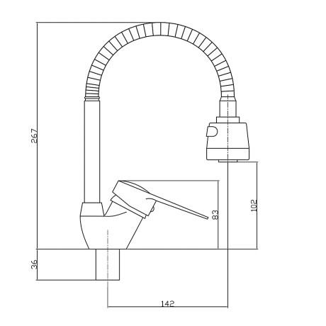 СоюзКран Смеситель для кухни, гибкий излив, керам. картридж 40мм, хром, цинк, SK01-F128