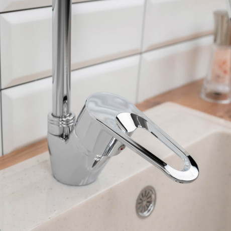 СоюзКран Смеситель для кухни, гибкий излив, керам. картридж 40мм, хром, цинк, SK01-F128