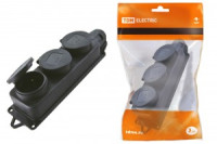 TDM колодка ОУ тройная 3гн. с загл. каучук 2P+PE 1x16A 220-240V IP44 SQ0612-0008