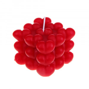 LADECOR Формовая, ароматическая свеча куб с сердечками, парафин, аромат фрезия цвет розовый/красный