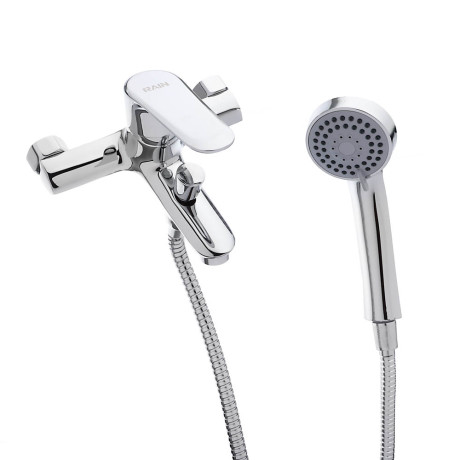 RAIN Смеситель для ванны Оникс, короткий излив, душ. набор, картридж 35мм, латунь, хром